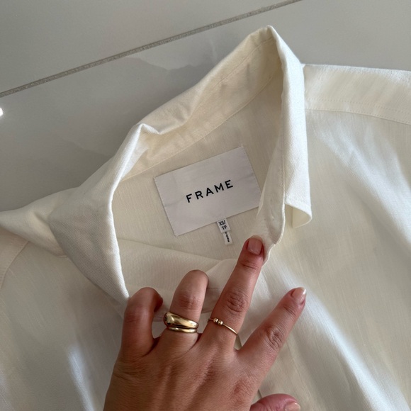 Frame Denim White Sleeveless Dress Midi Collared Cut Out White Button Up - Picture 3 of 5